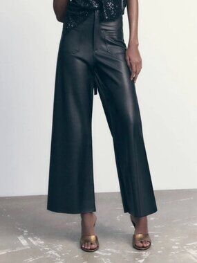 Zara Faux Leather Marine Straight Pants